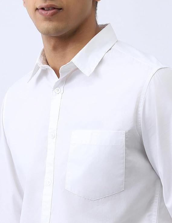Fashion Men's Cotton Full Casual Solid Shirt - Image 2