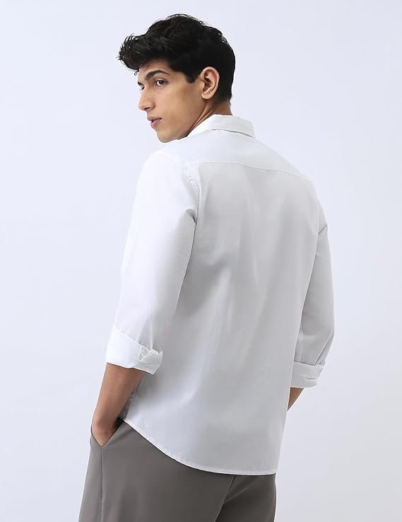 Fashion Men's Cotton Full Casual Solid Shirt - Image 3