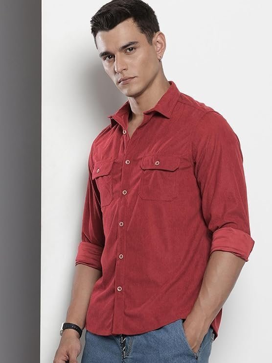 Men Regular Fit Solid Full Sleeves Cutaway Collar Casual Shirt - Image 3