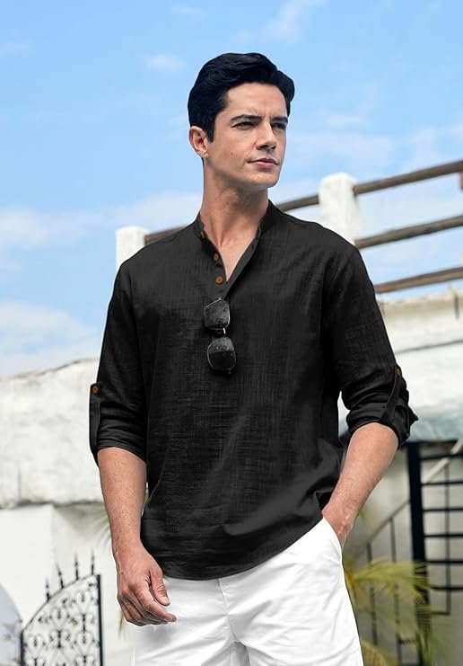 Zombom Men's Cotton Blend Solid Regular Kurta - Image 2