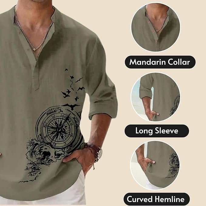 Men's Cotton Blend Mandarin Collar Self - Image 3