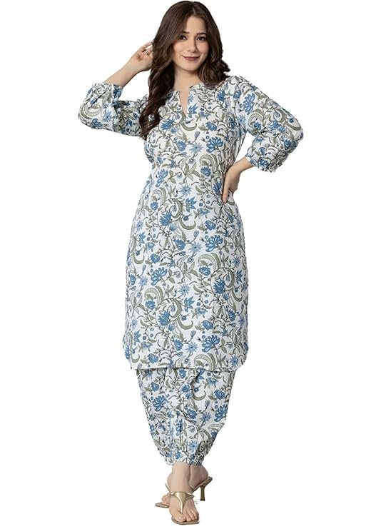 Women's Cotton Kurta Set with Palazzo Pants - Image 3